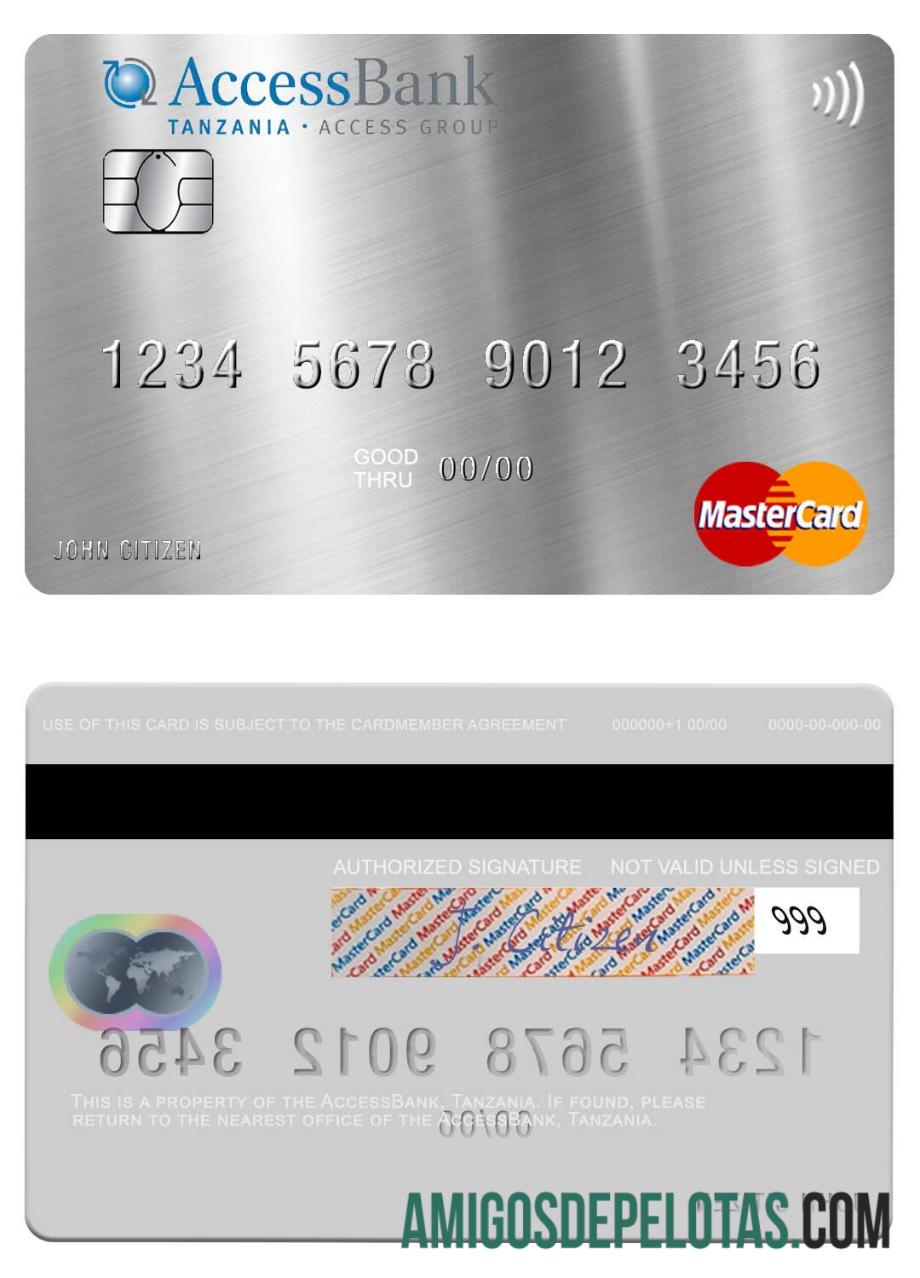 Tanzânia AccessBank Mastercard exemplo real